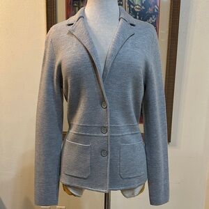 Talbots Women's Textured Gray Merino Wool Jacket w/ Pockets Size Medium